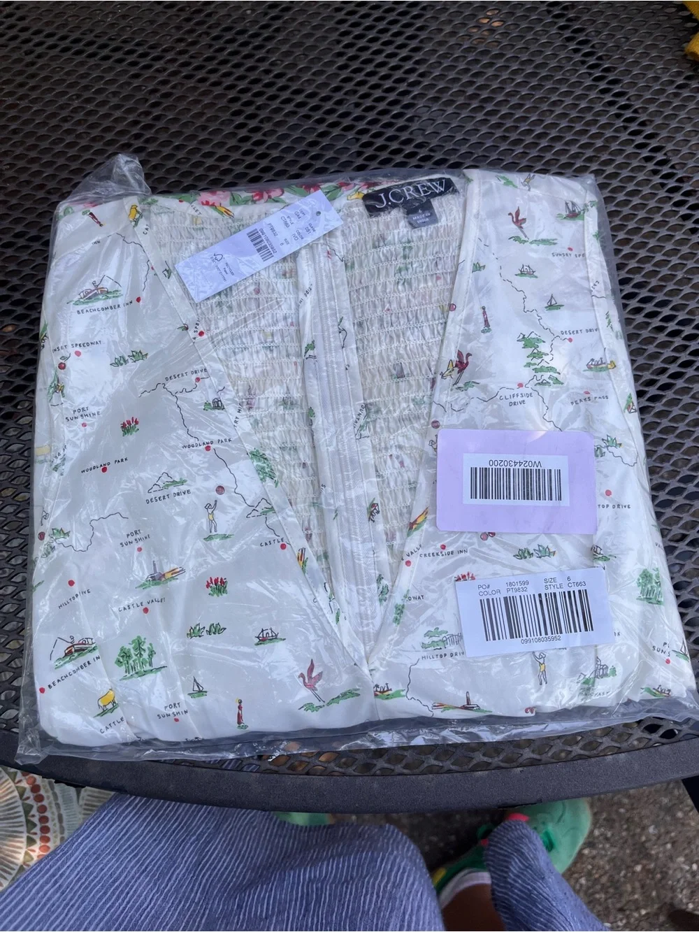 J Crew V-Neck Dress in Map Print NWT